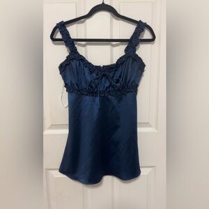 Lulus Navy Blue Satin Mini Dress (VERY MINI)